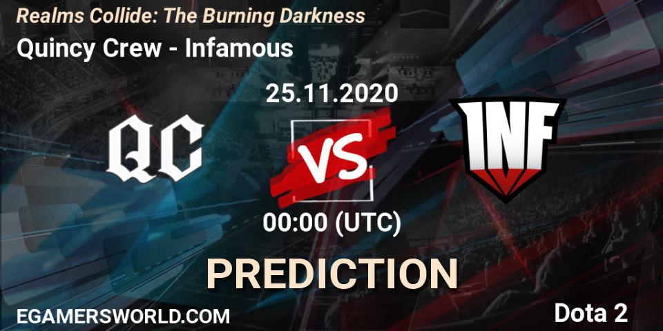 Quincy Crew vs Infamous: Betting TIp, Match Prediction. 24.11.2020 at 23:58. Dota 2, Realms Collide: The Burning Darkness