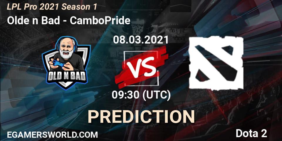 Olde n Bad vs CamboPride: Betting TIp, Match Prediction. 08.03.2021 at 09:28. Dota 2, LPL Pro 2021 Season 1