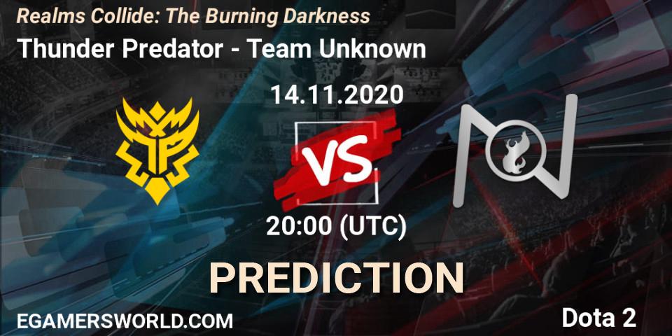 Thunder Predator vs Team Unknown: Betting TIp, Match Prediction. 14.11.20. Dota 2, Realms Collide: The Burning Darkness