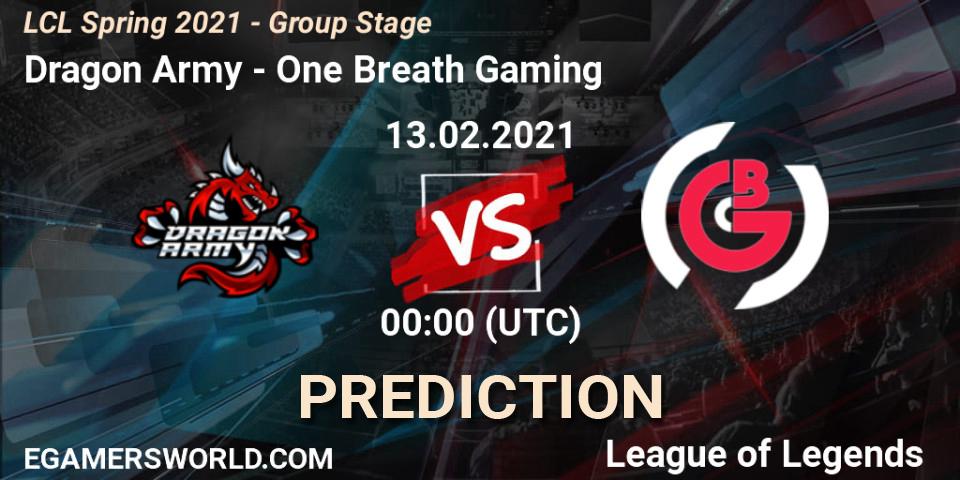 Dragon Army vs One Breath Gaming: Betting TIp, Match Prediction. 13.02.21. LoL, LCL Spring 2021 - Group Stage