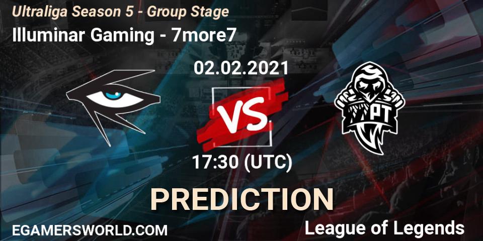 Illuminar Gaming vs 7more7: Betting TIp, Match Prediction. 02.02.2021 at 17:30. LoL, Ultraliga Season 5 - Group Stage