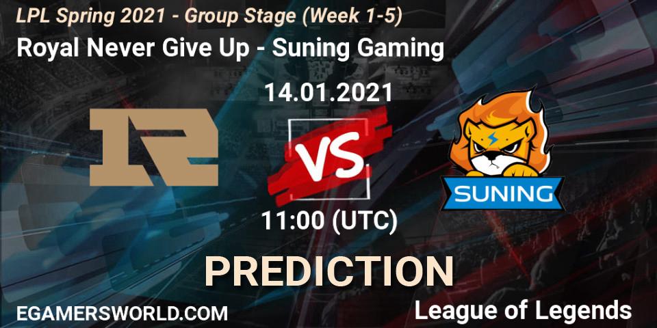 Royal Never Give Up vs Suning Gaming: Betting TIp, Match Prediction. 14.01.21. LoL, LPL Spring 2021 - Group Stage (Week 1-5)