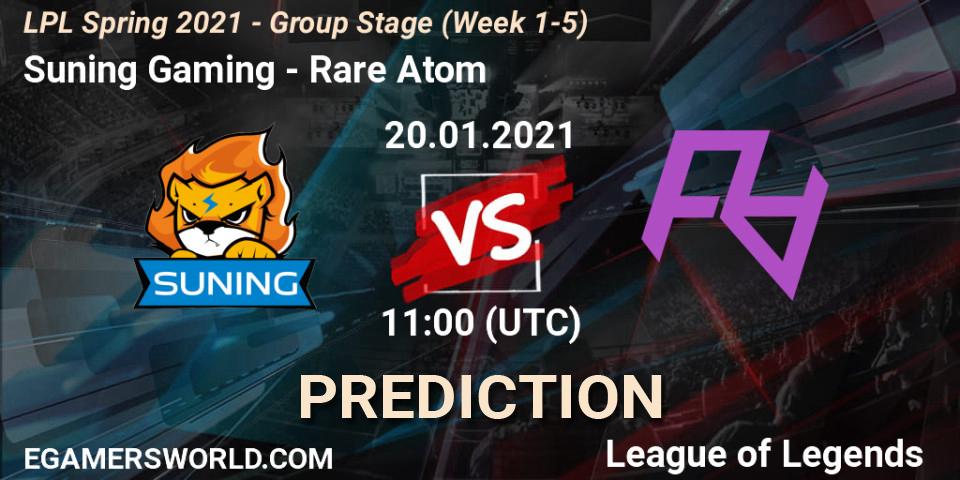 Suning Gaming vs Rare Atom: Betting TIp, Match Prediction. 20.01.21. LoL, LPL Spring 2021 - Group Stage (Week 1-5)