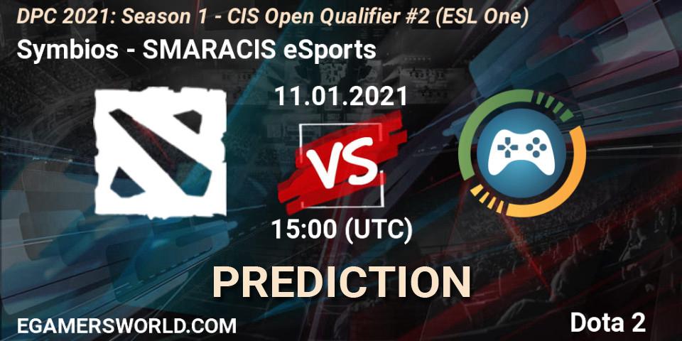 Symbios vs SMARACIS eSports: Betting TIp, Match Prediction. 11.01.2021 at 15:00. Dota 2, DPC 2021: Season 1 - CIS Open Qualifier #2 (ESL One)