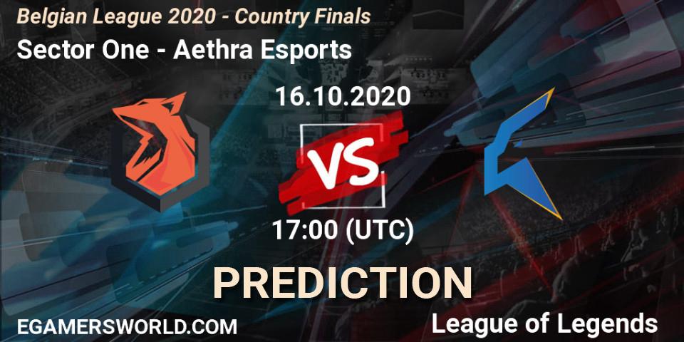 Sector One vs Aethra Esports: Betting TIp, Match Prediction. 16.10.2020 at 17:24. LoL, Belgian League 2020 - Country Finals