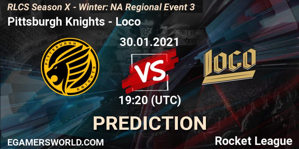 Pittsburgh Knights vs Loco: Betting TIp, Match Prediction. 30.01.2021 at 19:20. Rocket League, RLCS Season X - Winter: NA Regional Event 3
