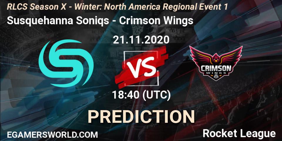 Susquehanna Soniqs vs Crimson Wings: Betting TIp, Match Prediction. 21.11.2020 at 18:40. Rocket League, RLCS Season X - Winter: North America Regional Event 1
