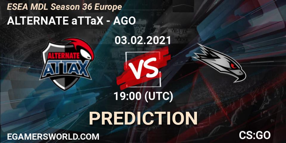 ALTERNATE aTTaX vs AGO: Betting TIp, Match Prediction. 03.02.21. CS2 (CS:GO), MDL ESEA Season 36: Europe - Premier division