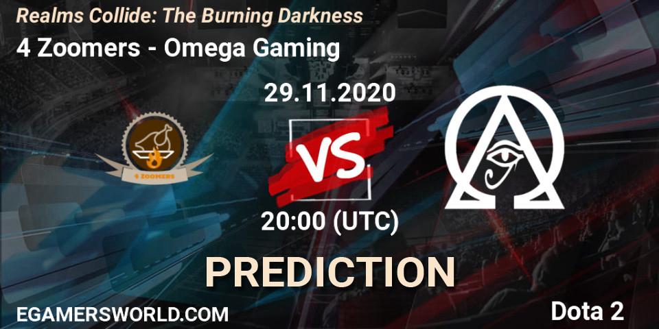 4 Zoomers vs Omega Gaming: Betting TIp, Match Prediction. 29.11.2020 at 20:02. Dota 2, Realms Collide: The Burning Darkness