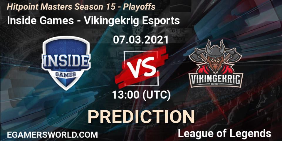 Inside Games vs Vikingekrig Esports: Betting TIp, Match Prediction. 07.03.2021 at 13:00. LoL, Hitpoint Masters Season 15 - Playoffs
