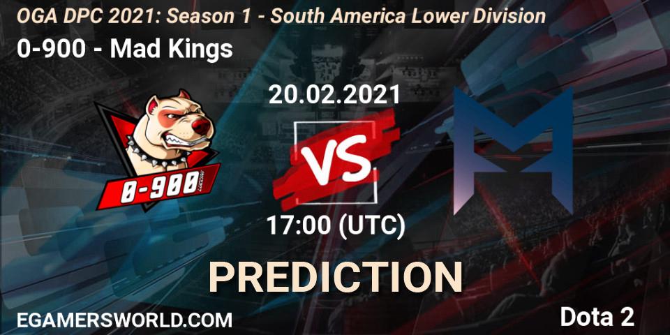 0-900 vs Mad Kings: Betting TIp, Match Prediction. 20.02.21. Dota 2, OGA DPC 2021: Season 1 - South America Lower Division