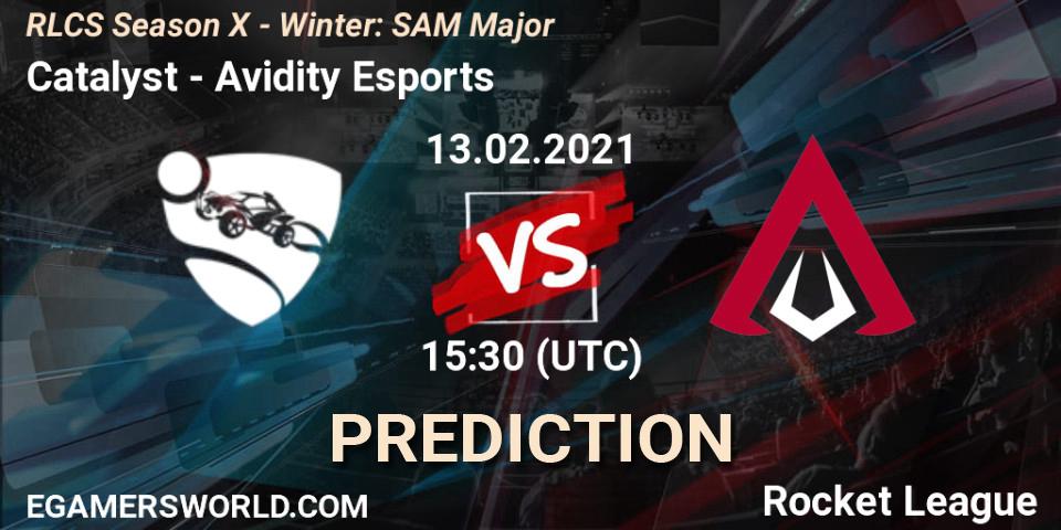 Catalyst vs Avidity Esports: Betting TIp, Match Prediction. 13.02.2021 at 15:30. Rocket League, RLCS Season X - Winter: SAM Major