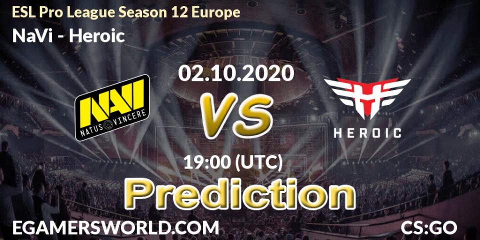 NaVi vs Heroic: Betting TIp, Match Prediction. 02.10.2020 at 19:15. Counter-Strike (CS2), ESL Pro League Season 12 Europe