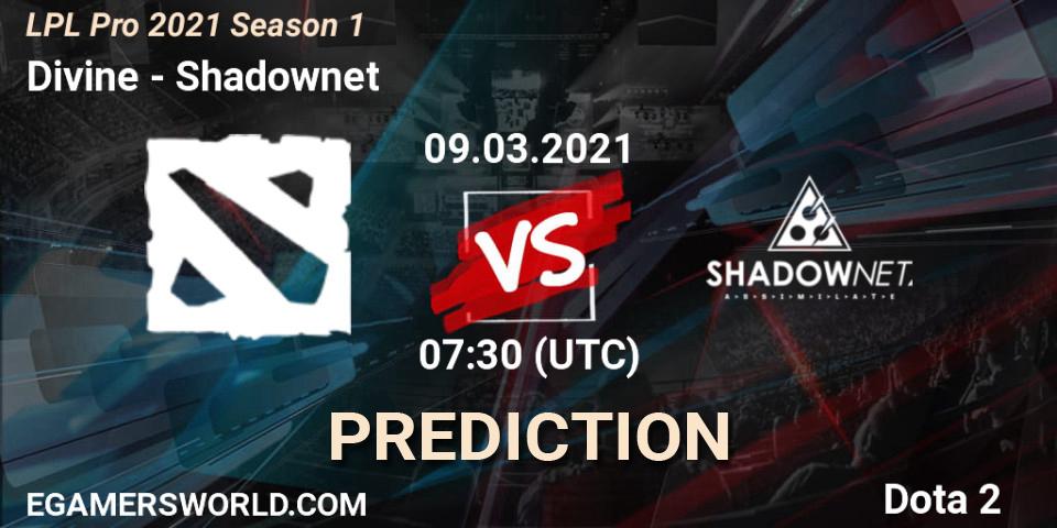 Divine vs Shadownet: Betting TIp, Match Prediction. 09.03.2021 at 07:34. Dota 2, LPL Pro 2021 Season 1