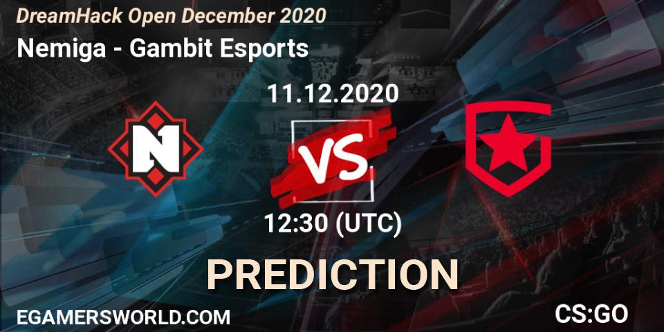 Nemiga vs Gambit Esports: Betting TIp, Match Prediction. 11.12.2020 at 12:55. Counter-Strike (CS2), DreamHack Open December 2020
