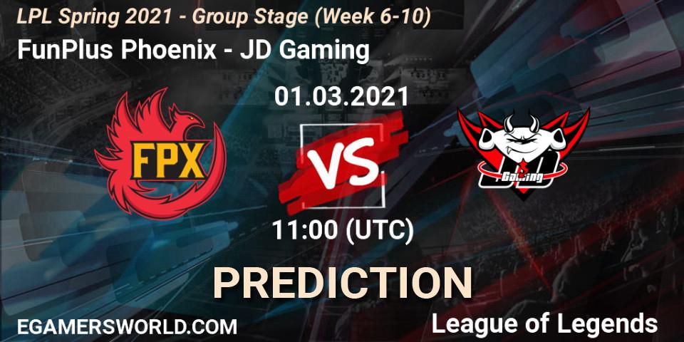 FunPlus Phoenix vs JD Gaming: Betting TIp, Match Prediction. 01.03.2021 at 11:00. LoL, LPL Spring 2021 - Group Stage (Week 6-10)