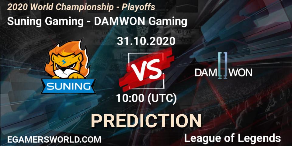 Suning Gaming vs DAMWON Gaming: Betting TIp, Match Prediction. 31.10.20. LoL, 2020 World Championship - Playoffs