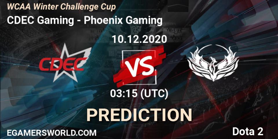 CDEC Gaming vs Phoenix Gaming: Betting TIp, Match Prediction. 10.12.2020 at 03:04. Dota 2, WCAA Winter Challenge Cup