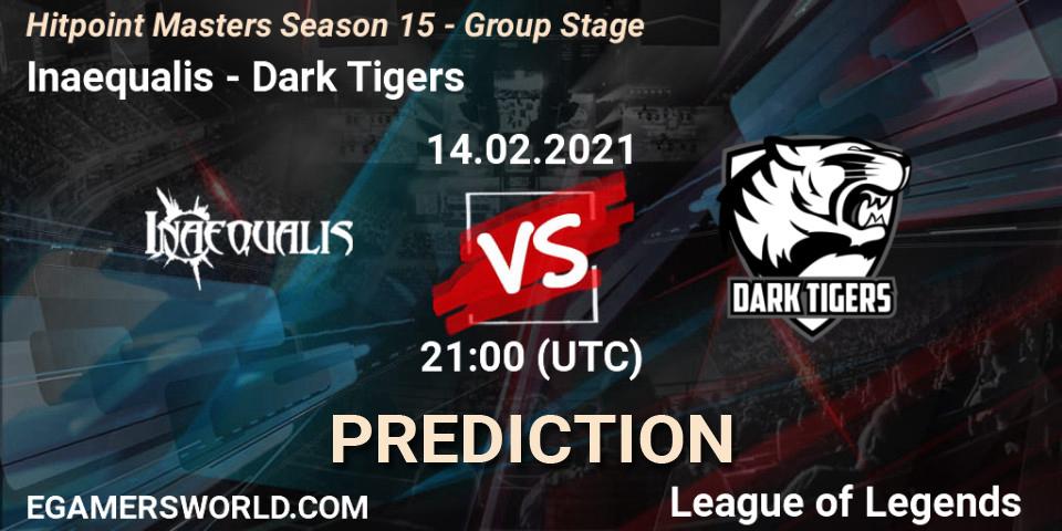 Inaequalis vs Dark Tigers: Betting TIp, Match Prediction. 14.02.2021 at 22:10. LoL, Hitpoint Masters Season 15 - Group Stage