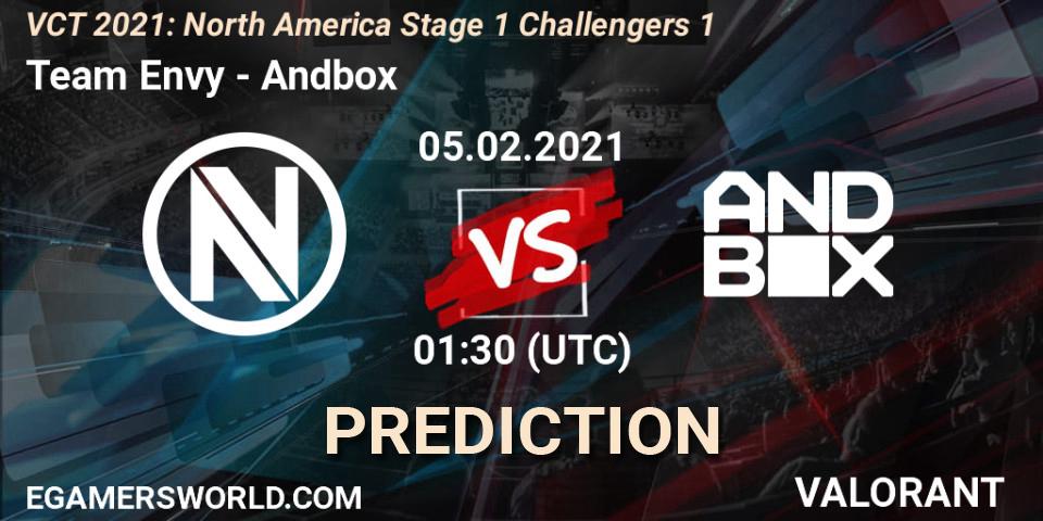Team Envy vs Andbox: Betting TIp, Match Prediction. 04.02.2021 at 23:00. VALORANT, VCT 2021: North America Stage 1 Challengers 1