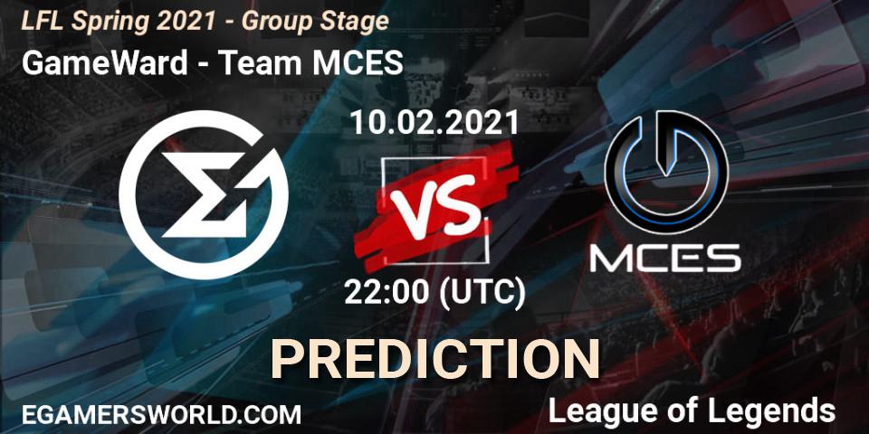 GameWard vs Team MCES: Betting TIp, Match Prediction. 10.02.2021 at 22:15. LoL, LFL Spring 2021 - Group Stage