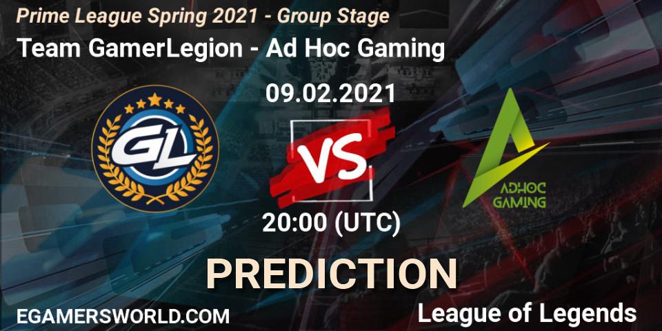 Team GamerLegion vs Ad Hoc Gaming: Betting TIp, Match Prediction. 09.02.21. LoL, Prime League Spring 2021 - Group Stage