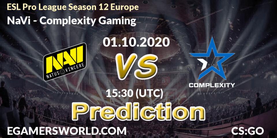 NaVi vs Complexity Gaming: Betting TIp, Match Prediction. 01.10.2020 at 15:30. Counter-Strike (CS2), ESL Pro League Season 12 Europe