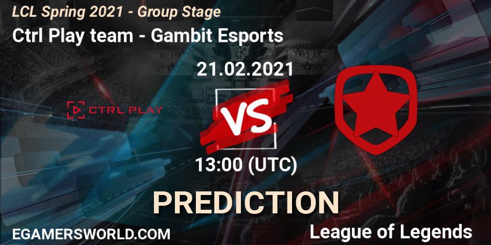Ctrl Play team vs Gambit Esports: Betting TIp, Match Prediction. 21.02.21. LoL, LCL Spring 2021 - Group Stage