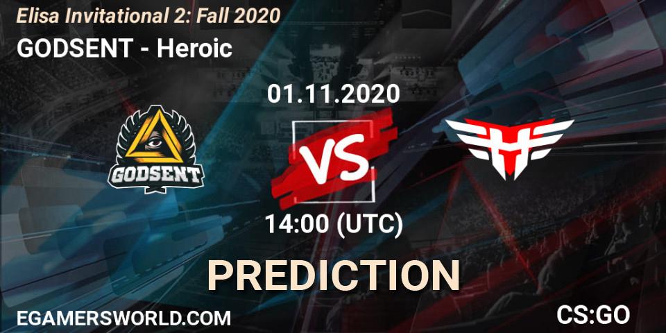 GODSENT vs Heroic: Betting TIp, Match Prediction. 01.11.20. CS2 (CS:GO), Elisa Invitational Fall 2020