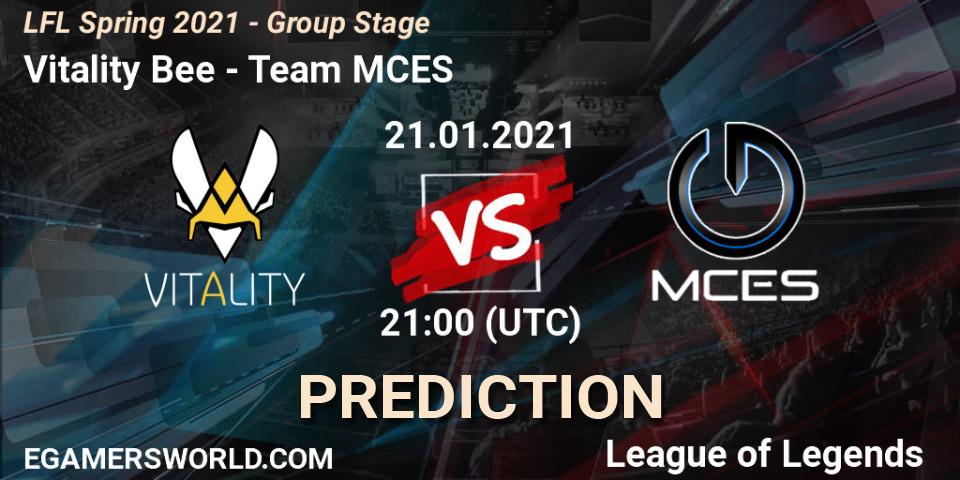 Vitality Bee vs Team MCES: Betting TIp, Match Prediction. 21.01.21. LoL, LFL Spring 2021 - Group Stage