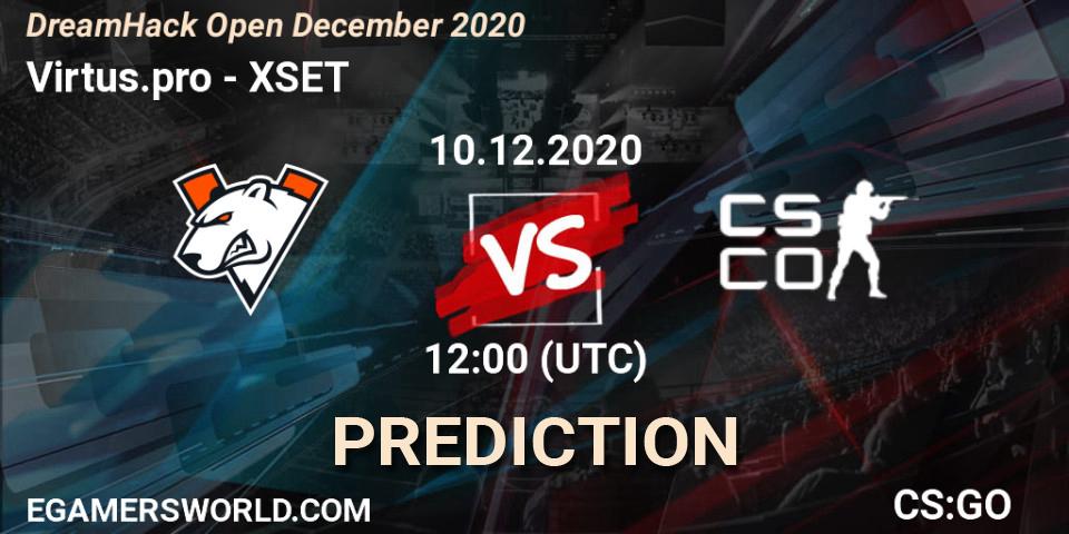 Virtus.pro vs XSET: Betting TIp, Match Prediction. 10.12.2020 at 12:00. Counter-Strike (CS2), DreamHack Open December 2020