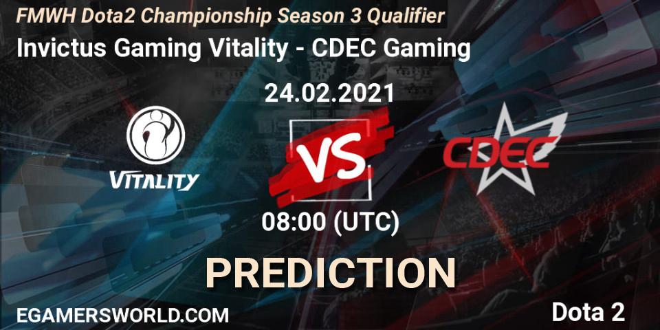 Invictus Gaming Vitality vs CDEC Gaming: Betting TIp, Match Prediction. 24.02.21. Dota 2, FMWH Dota2 Championship Season 3 Qualifier