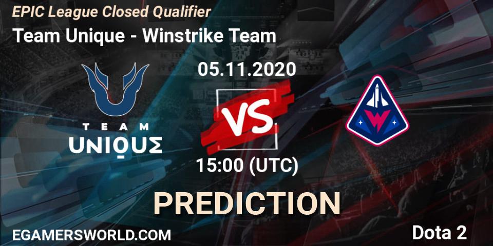 Team Unique vs Winstrike Team: Betting TIp, Match Prediction. 05.11.2020 at 13:26. Dota 2, EPIC League Closed Qualifier