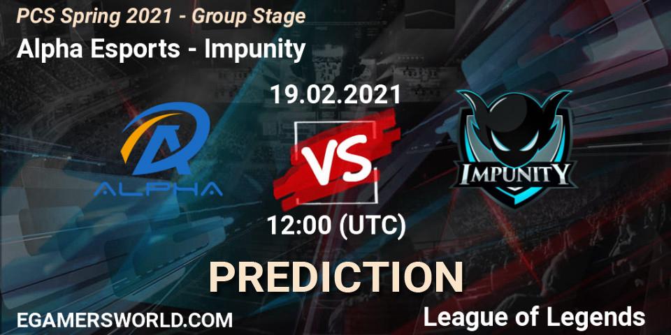 Alpha Esports vs Impunity: Betting TIp, Match Prediction. 19.02.2021 at 12:40. LoL, PCS Spring 2021 - Group Stage