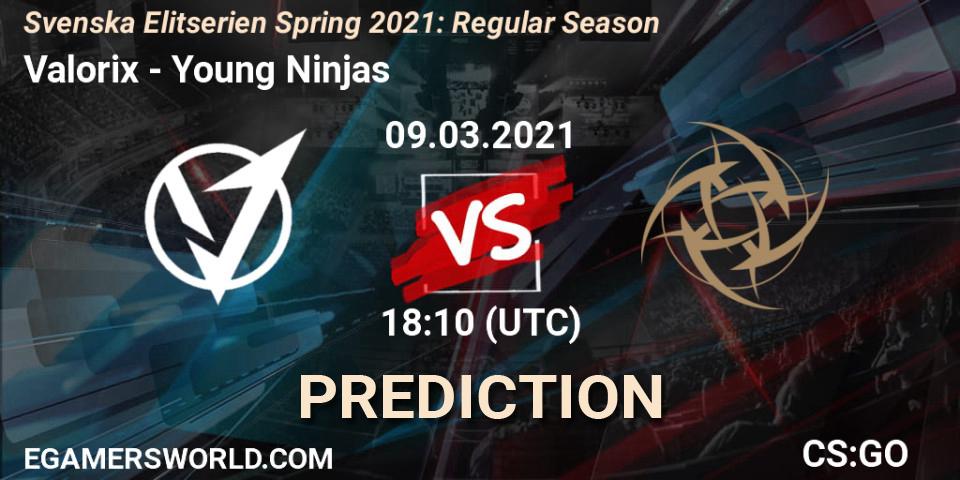 Valorix vs Young Ninjas: Betting TIp, Match Prediction. 09.03.21. CS2 (CS:GO), Svenska Elitserien Spring 2021: Regular Season