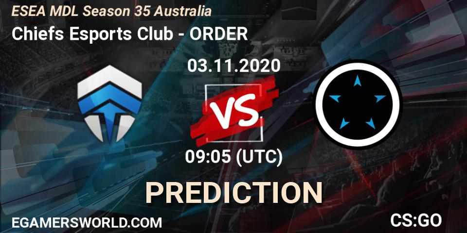 Chiefs Esports Club vs ORDER: Betting TIp, Match Prediction. 03.11.20. CS2 (CS:GO), ESEA MDL Season 35 Australia