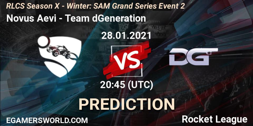 Novus Aevi vs Team dGeneration: Betting TIp, Match Prediction. 28.01.2021 at 20:45. Rocket League, RLCS Season X - Winter: SAM Grand Series Event 2