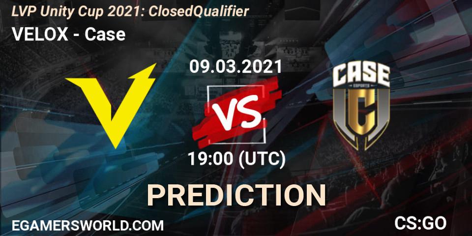 VELOX vs Case: Betting TIp, Match Prediction. 09.03.2021 at 16:00. Counter-Strike (CS2), LVP Unity Cup Spring 2021: Closed Qualifier