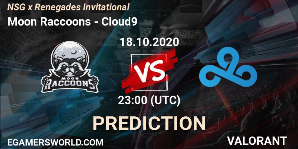Moon Raccoons vs Cloud9: Betting TIp, Match Prediction. 18.10.2020 at 23:00. VALORANT, NSG x Renegades Invitational