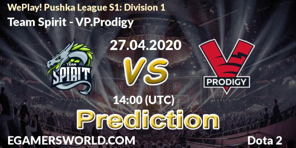 Team Spirit vs VP.Prodigy: Betting TIp, Match Prediction. 27.04.2020 at 14:03. Dota 2, WePlay! Pushka League S1: Division 1