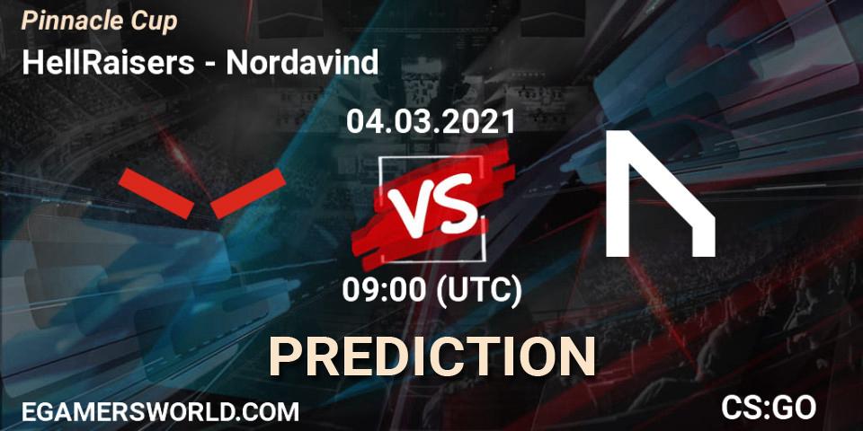 HellRaisers vs Nordavind: Betting TIp, Match Prediction. 04.03.2021 at 09:00. Counter-Strike (CS2), Pinnacle Cup #1