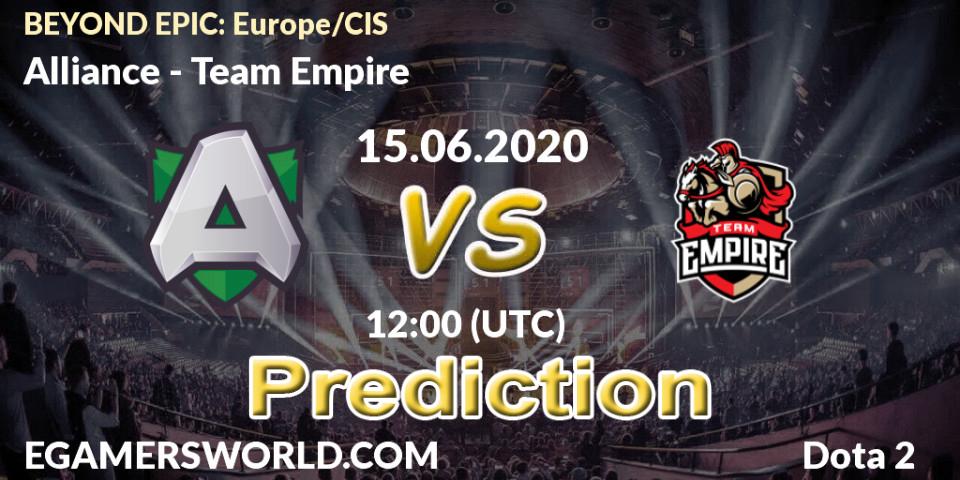 Alliance vs Team Empire: Betting TIp, Match Prediction. 15.06.2020 at 12:16. Dota 2, BEYOND EPIC: Europe/CIS