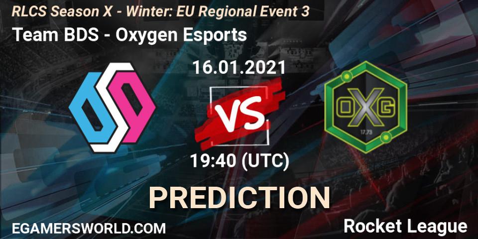 Team BDS vs Oxygen Esports: Betting TIp, Match Prediction. 16.01.2021 at 19:40. Rocket League, RLCS Season X - Winter: EU Regional Event 3