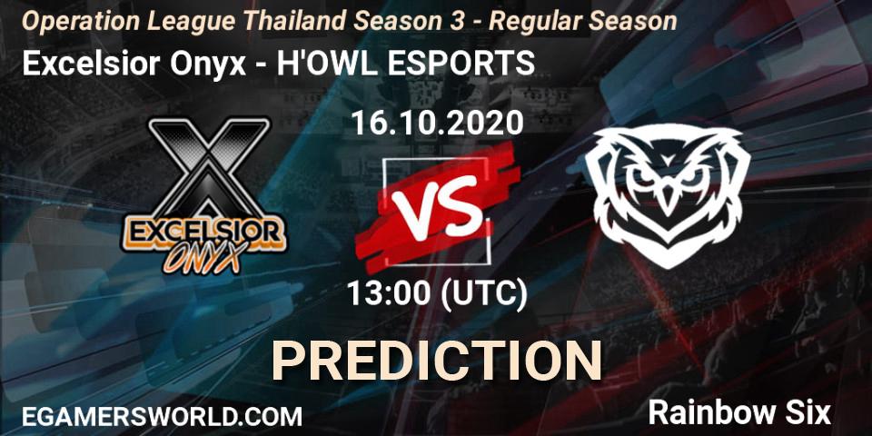 Excelsior Onyx vs H'OWL ESPORTS: Betting TIp, Match Prediction. 16.10.2020 at 13:00. Rainbow Six, Operation League Thailand Season 3 - Regular Season