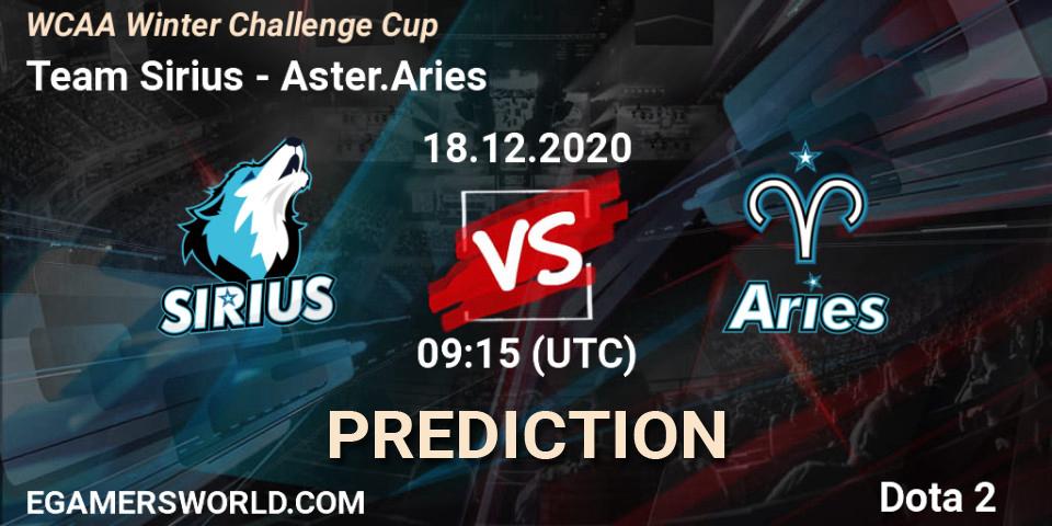 Team Sirius vs Aster.Aries: Betting TIp, Match Prediction. 18.12.20. Dota 2, WCAA Winter Challenge Cup