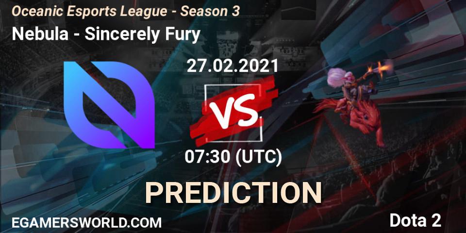 Nebula vs Sincerely Fury: Betting TIp, Match Prediction. 27.02.2021 at 07:53. Dota 2, Oceanic Esports League - Season 3