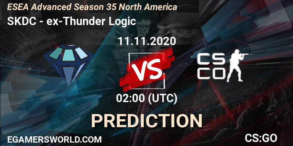SKDC vs ex-Thunder Logic: Betting TIp, Match Prediction. 11.11.2020 at 02:00. Counter-Strike (CS2), ESEA Advanced Season 35 North America