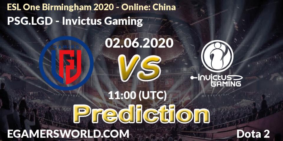 PSG.LGD vs Invictus Gaming: Betting TIp, Match Prediction. 02.06.2020 at 11:00. Dota 2, ESL One Birmingham 2020 - Online: China