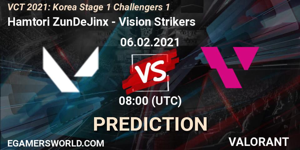 Hamtori ZunDeJinx vs Vision Strikers: Betting TIp, Match Prediction. 06.02.2021 at 10:00. VALORANT, VCT 2021: Korea Stage 1 Challengers 1
