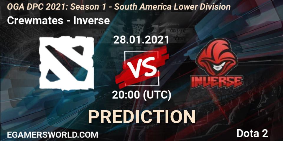 Crewmates vs Inverse: Betting TIp, Match Prediction. 28.01.2021 at 20:00. Dota 2, OGA DPC 2021: Season 1 - South America Lower Division